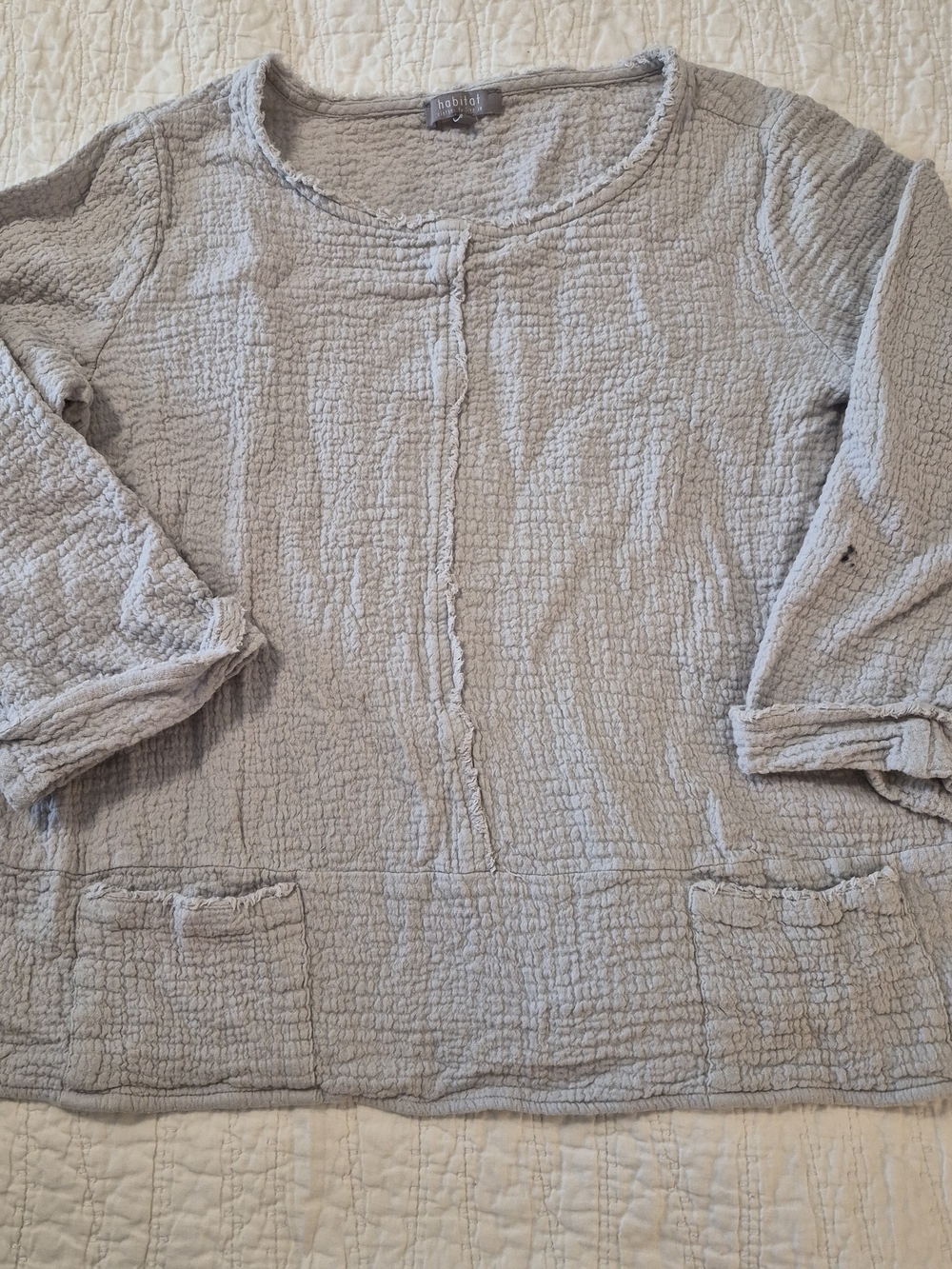 Habitat Lightweight Textured Cotton-Blend Top in Light Gray